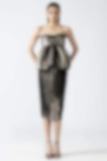 Gold Metallic Patti Micro-Pleated Skirt by Amit Aggarwal at Pernia's Pop Up Shop