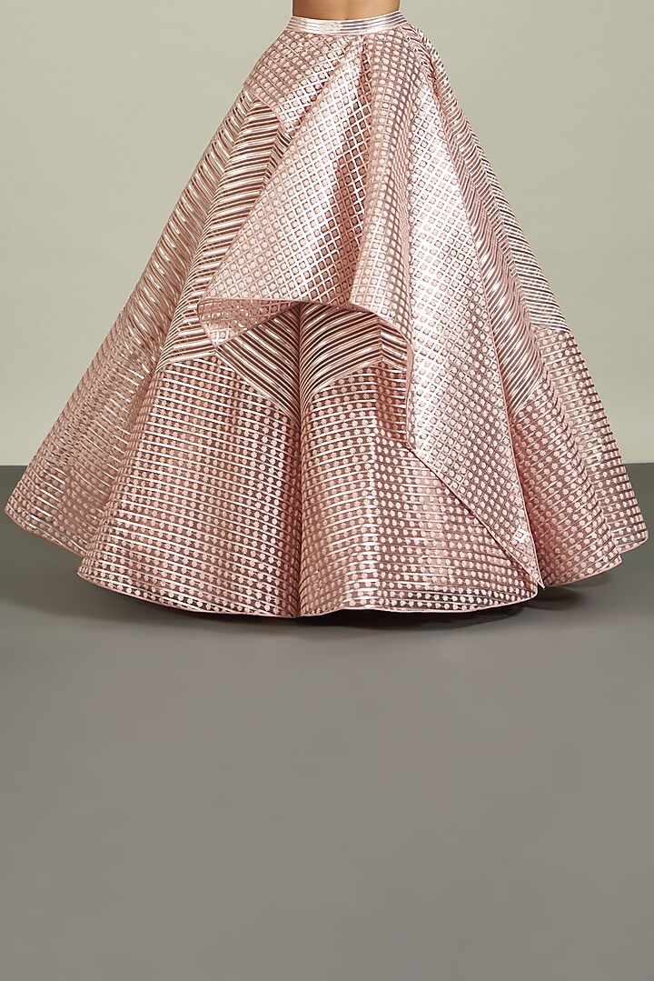 Blush Pink Tulle & Metallic Polymer Bridal Lehenga Set by Amit Aggarwal at Pernia's Pop Up Shop