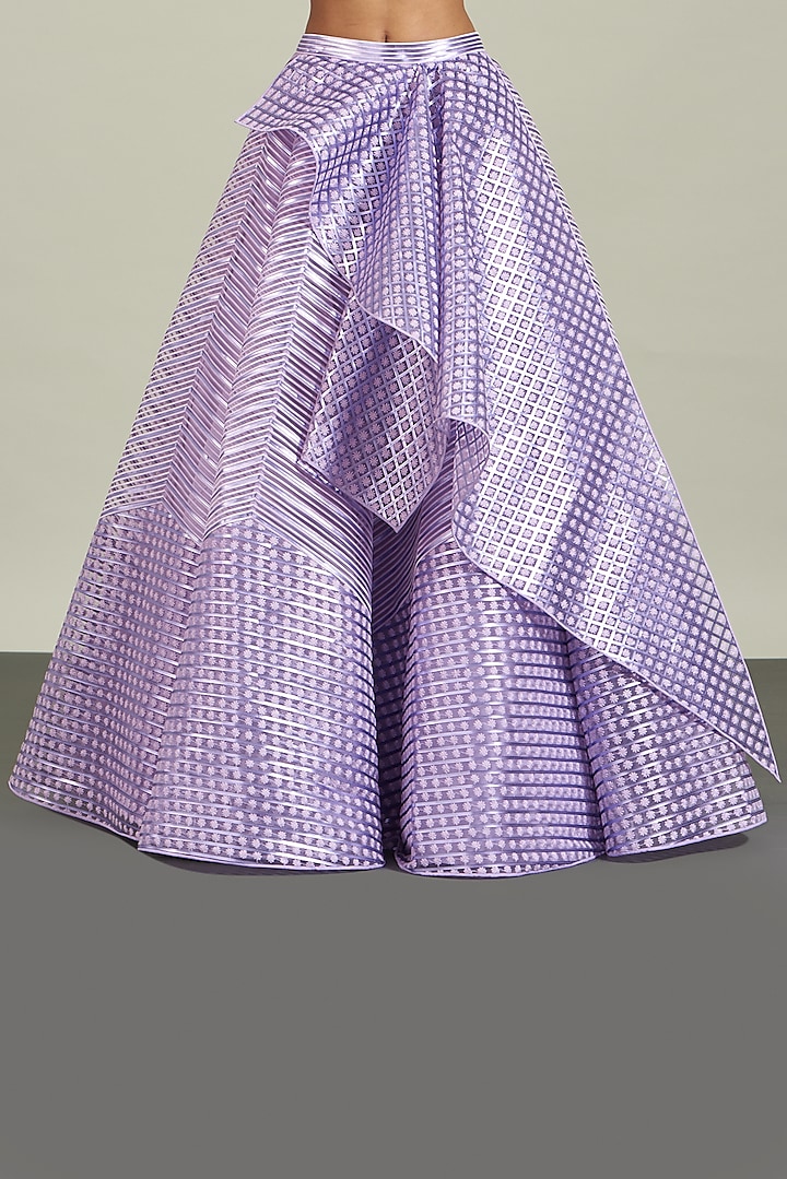 Lilac Tulle & Metallic Polymer Bridal Lehenga Set by Amit Aggarwal at Pernia's Pop Up Shop