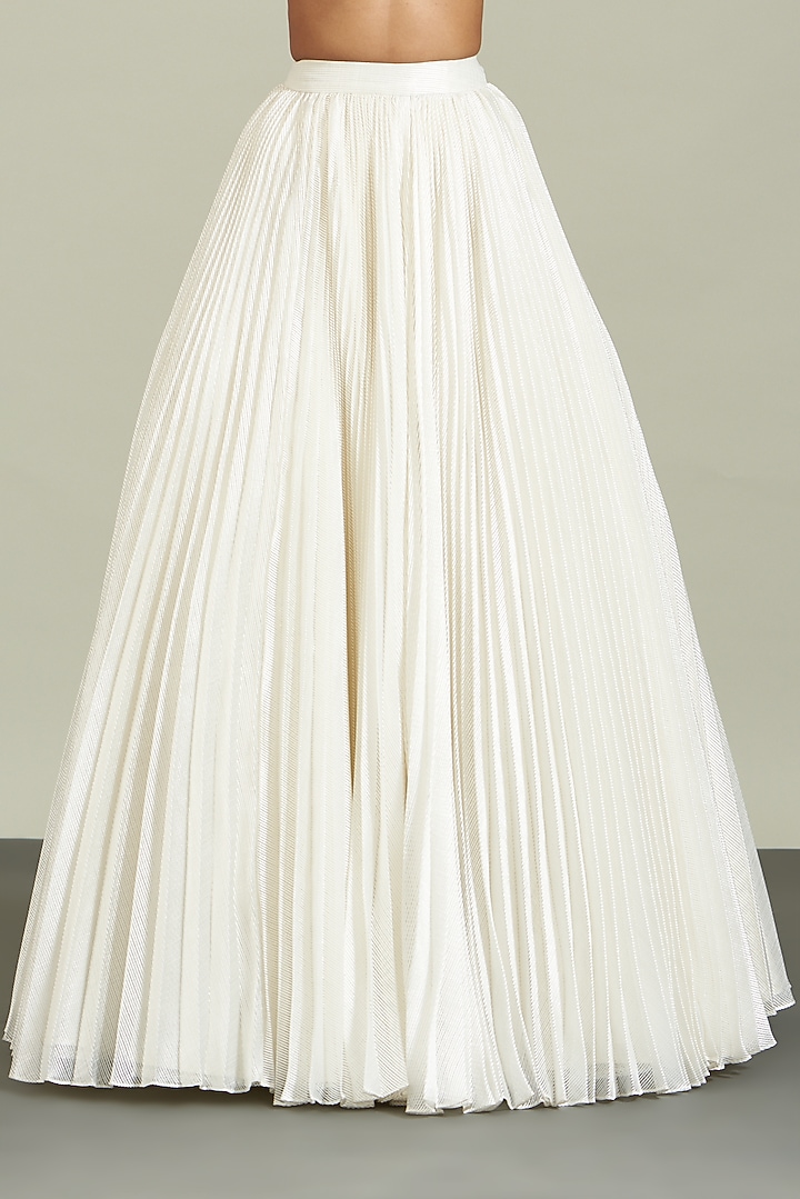 Ivory Striped Skirt Set by Amit Aggarwal at Pernia's Pop Up Shop
