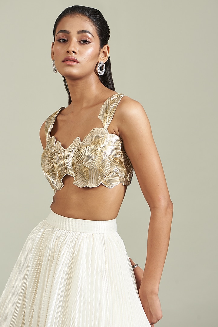 Ivory Striped Skirt Set by Amit Aggarwal at Pernia's Pop Up Shop