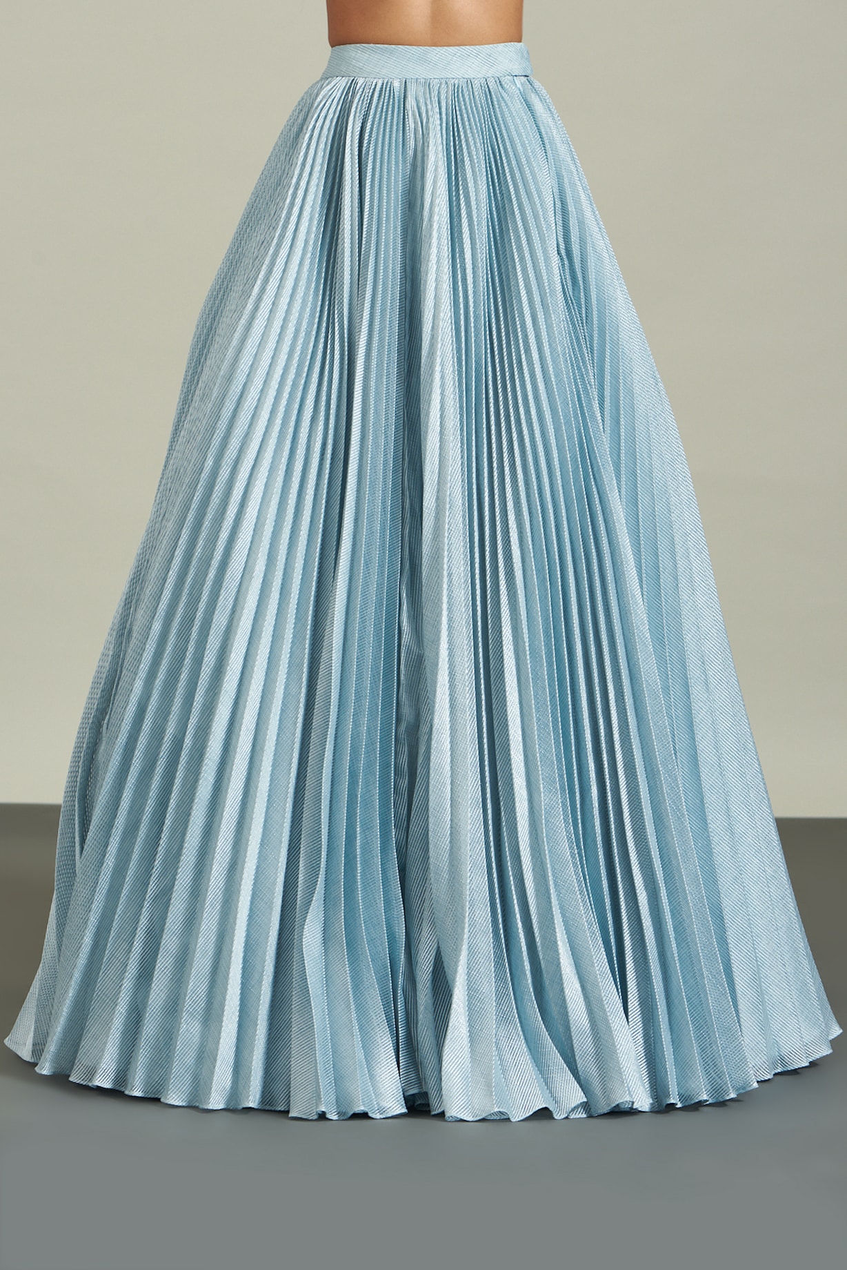 Ice Blue Striped Skirt Set by Amit Aggarwal at Pernia's Pop Up