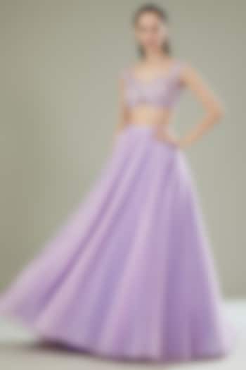 Lilac Plisse Wedding Lehenga Set by Amit Aggarwal at Pernia's Pop Up Shop