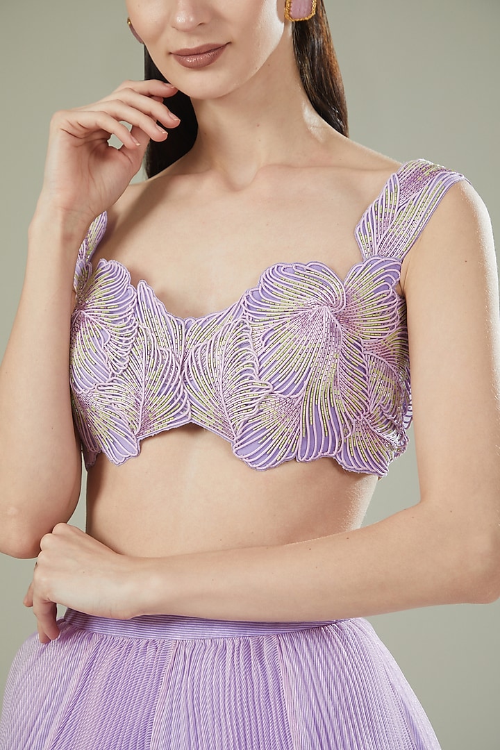 Lilac Plisse Wedding Lehenga Set by Amit Aggarwal at Pernia's Pop Up Shop