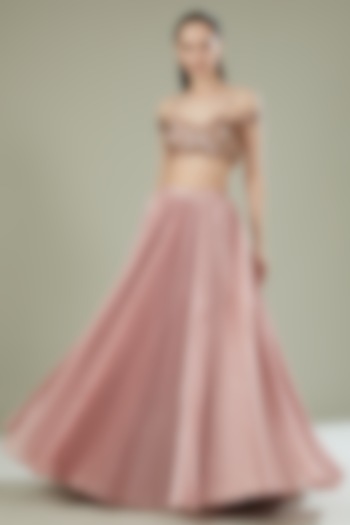 Blush Pink Plisse Bridal Lehenga Set by Amit Aggarwal at Pernia's Pop Up Shop