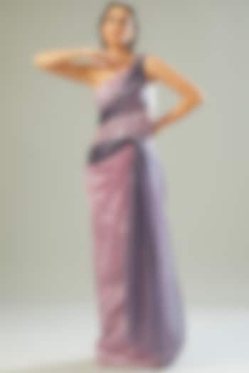 Blush Pink Polymer Metallic & Organza Draped Wedding Gown by Amit Aggarwal at Pernia's Pop Up Shop