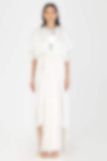 Pearl White Satin Chiffon Cocktail Dress by Amit Aggarwal at Pernia's Pop Up Shop