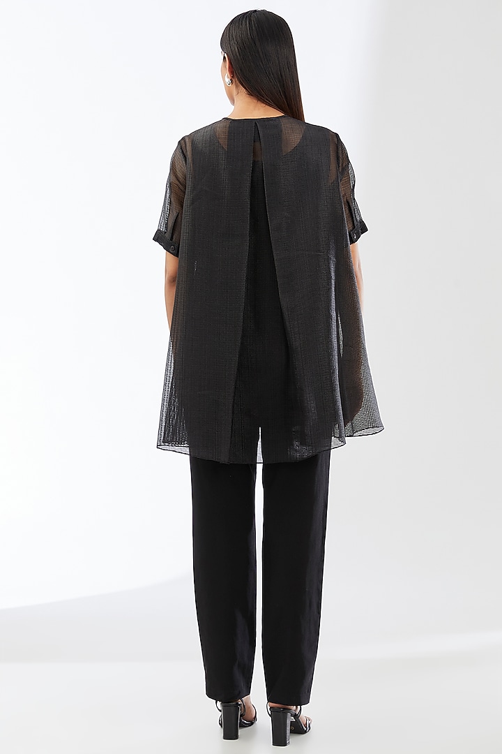 Black Stripe Organza Top by Amit Aggarwal at Pernia's Pop Up Shop