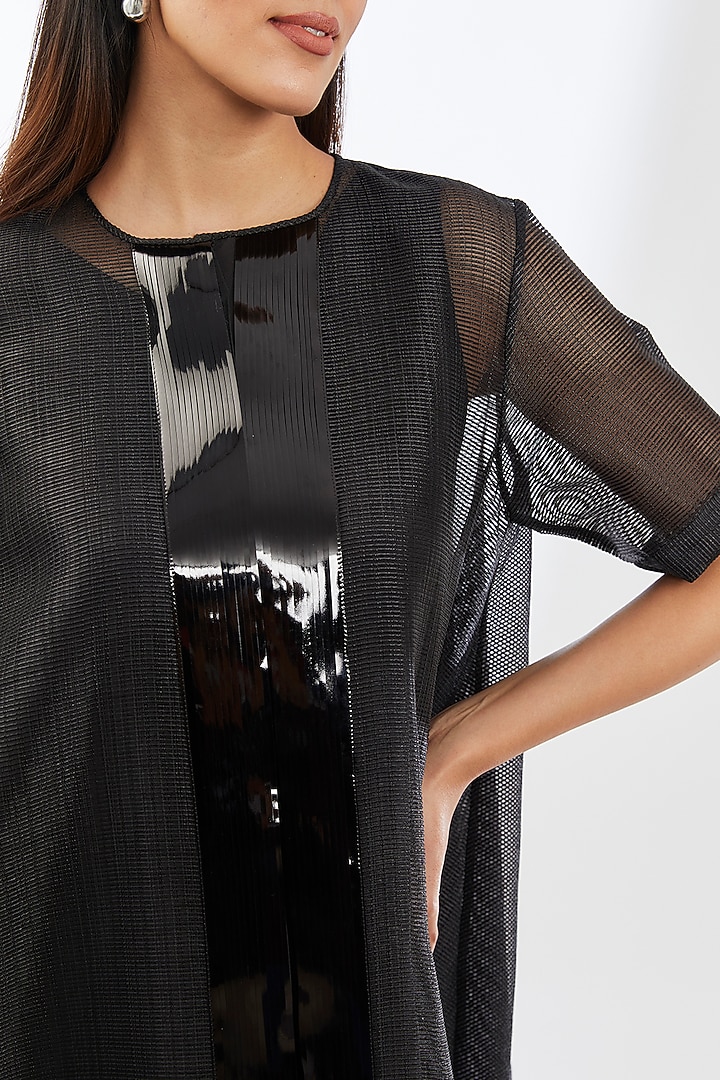 Black Stripe Organza Top by Amit Aggarwal at Pernia's Pop Up Shop