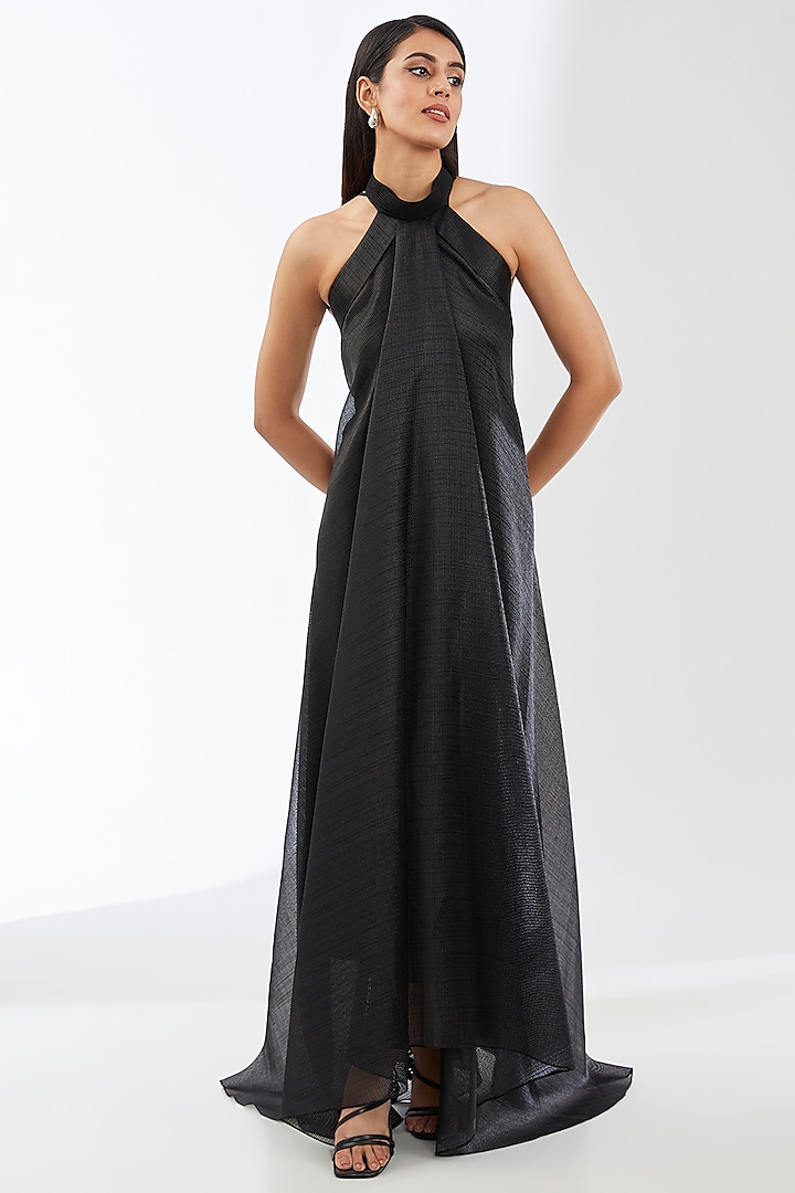 Black Stripe Organza Cocktail Dress by Amit Aggarwal at Pernia's Pop Up Shop