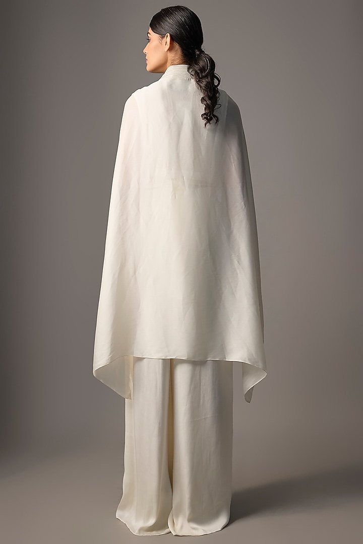 Pearl Satin Chiffon Cape Set by Amit Aggarwal at Pernia's Pop Up Shop