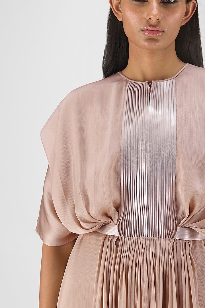 Skin Colored Chiffon Cocktail Dress by Amit Aggarwal at Pernia's Pop Up Shop