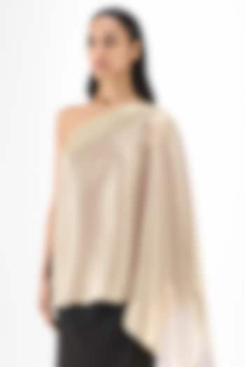 Sand Beige Ribbed Organza Top by Amit Aggarwal at Pernia's Pop Up Shop