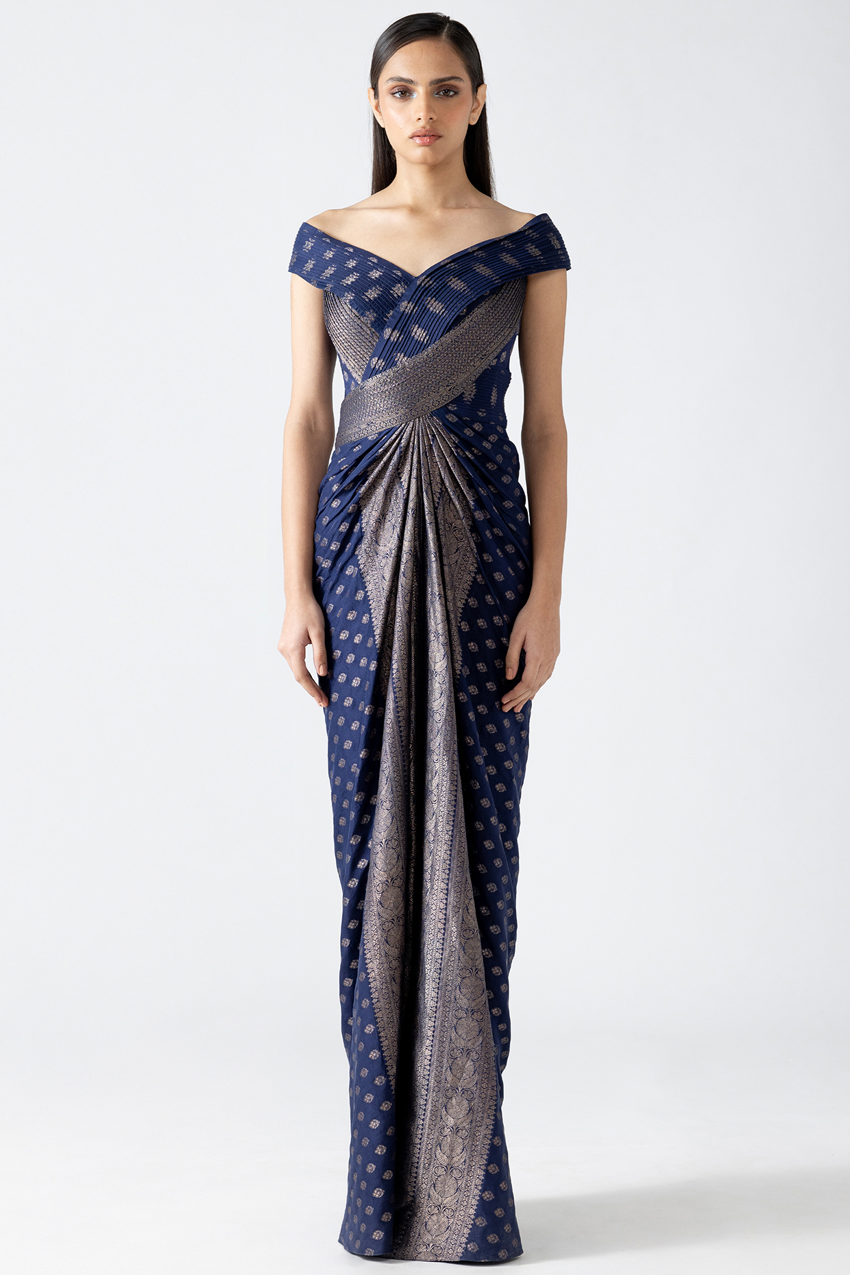 Cosmos Banarasi Structured Bridal Gown Saree by Amit Aggarwal at Pernia's Pop Up Shop