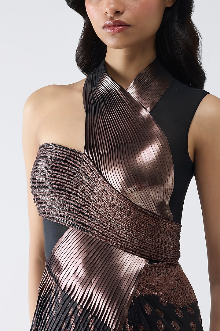 Onyx Metallic Banarasi Moulded Gown by Amit Aggarwal at Pernia's Pop Up Shop