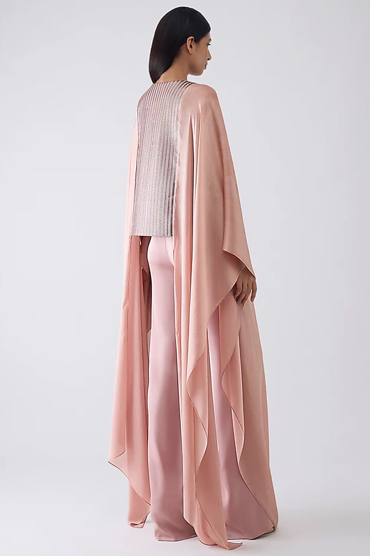 Blush Chiffon & Satin Pant Set by Amit Aggarwal at Pernia's Pop Up Shop