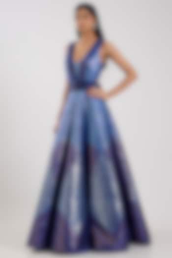 Cosmos Blue Silk Bridal Gown by Amit Aggarwal at Pernia's Pop Up Shop