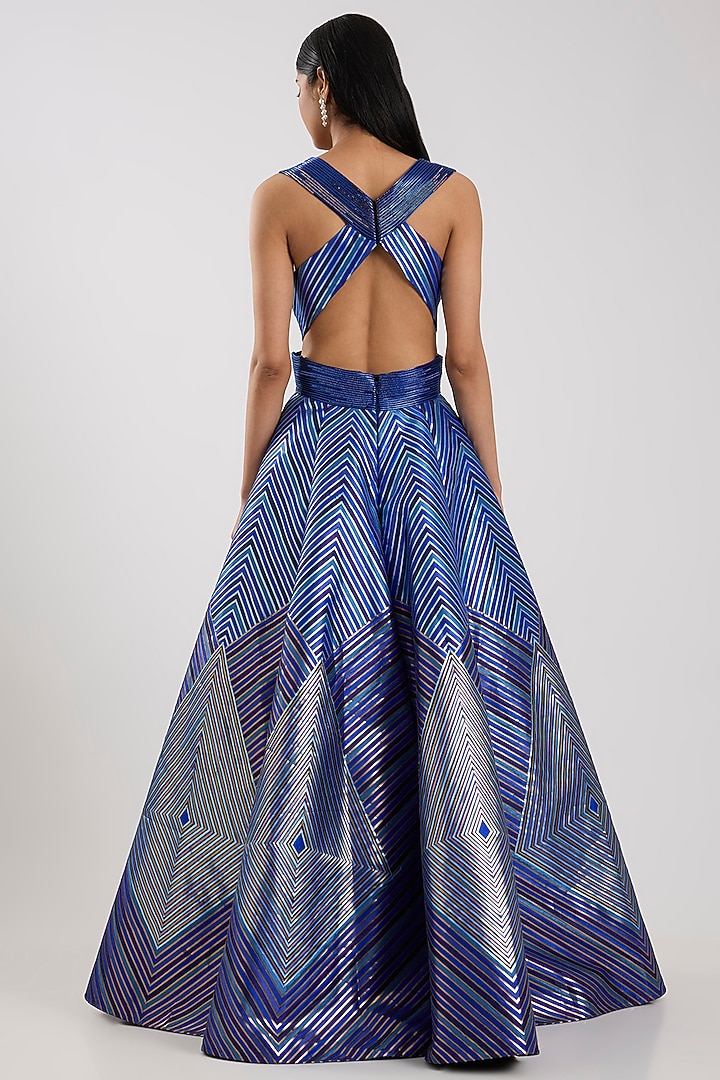 Cosmos Blue Silk Bridal Gown by Amit Aggarwal at Pernia's Pop Up Shop