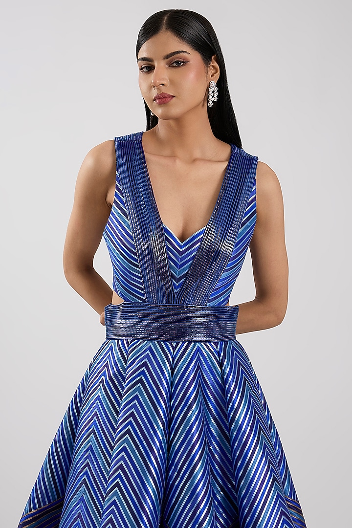 Cosmos Blue Silk Bridal Gown by Amit Aggarwal at Pernia's Pop Up Shop