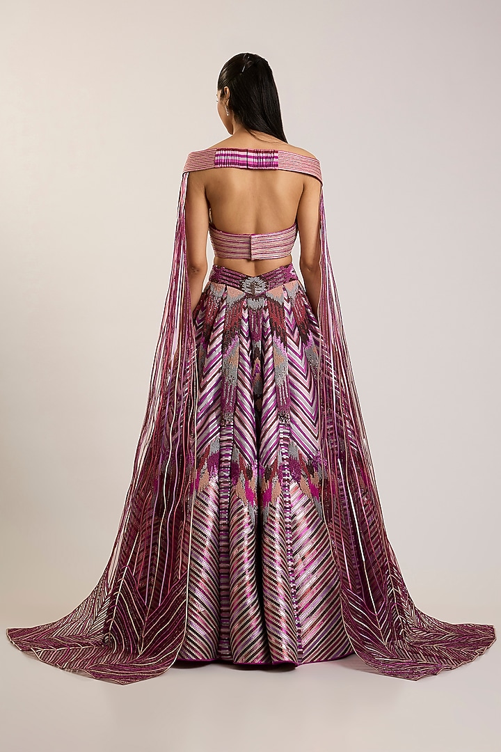 Oxblood Tulle Bridal Lehenga Set by Amit Aggarwal at Pernia's Pop Up Shop