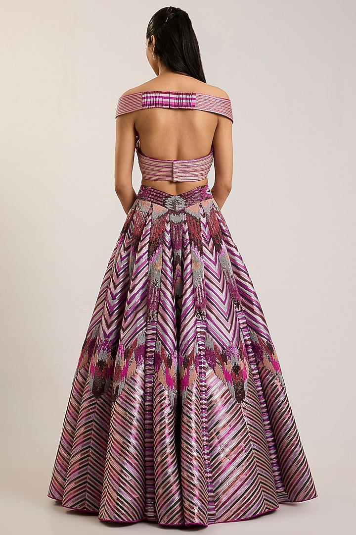 Oxblood Tulle Bridal Lehenga Set by Amit Aggarwal at Pernia's Pop Up Shop