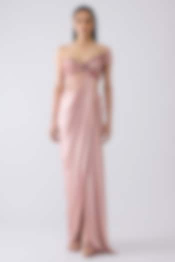 Rose Pink Tulle & Satin Chiffon Micro-Pleated Wedding Gown by Amit Aggarwal at Pernia's Pop Up Shop