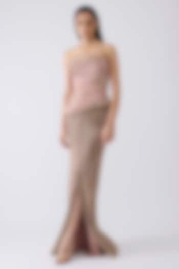 Rose-Colored Chiffon & Tulle Skirt Set by Amit Aggarwal at Pernia's Pop Up Shop