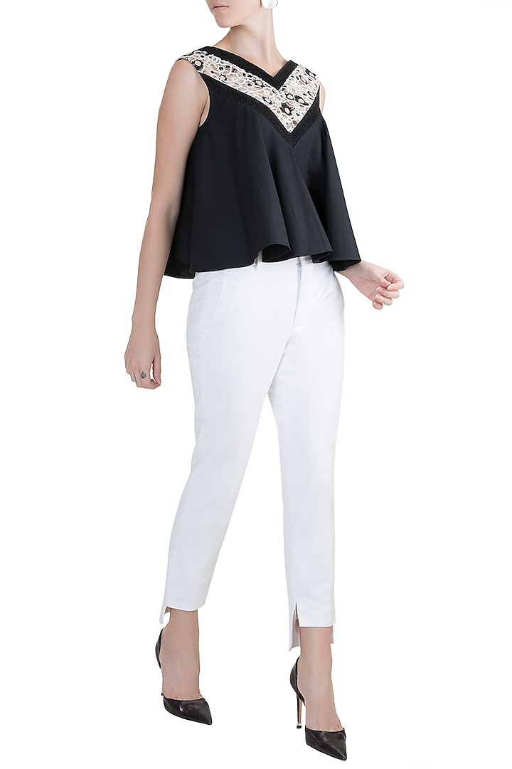 Black Embroidered Top by Amit Aggarwal at Pernia's Pop Up Shop