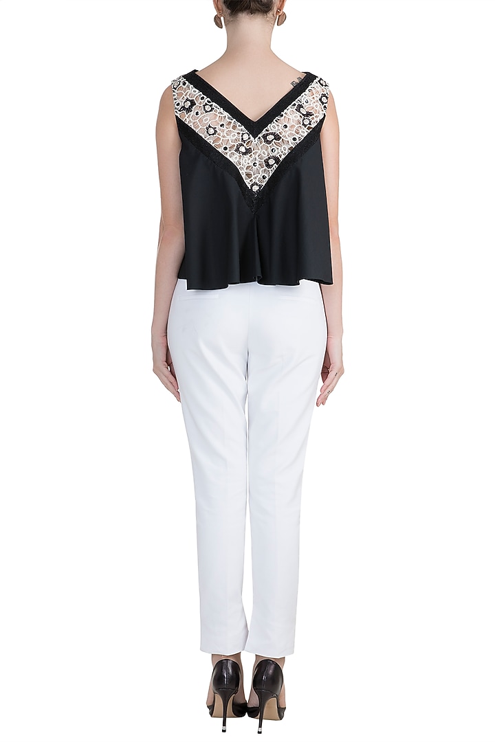 Black Embroidered Top by Amit Aggarwal at Pernia's Pop Up Shop