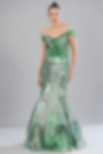 Mint Handwoven Polymer Molded Bridal Gown by Amit Aggarwal at Pernia's Pop Up Shop