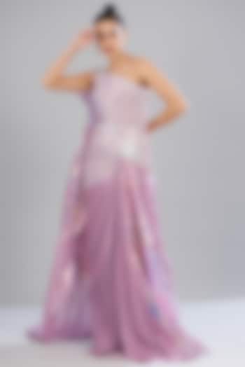 Lilac Chiffon Holographic Wedding Gown by Amit Aggarwal at Pernia's Pop Up Shop