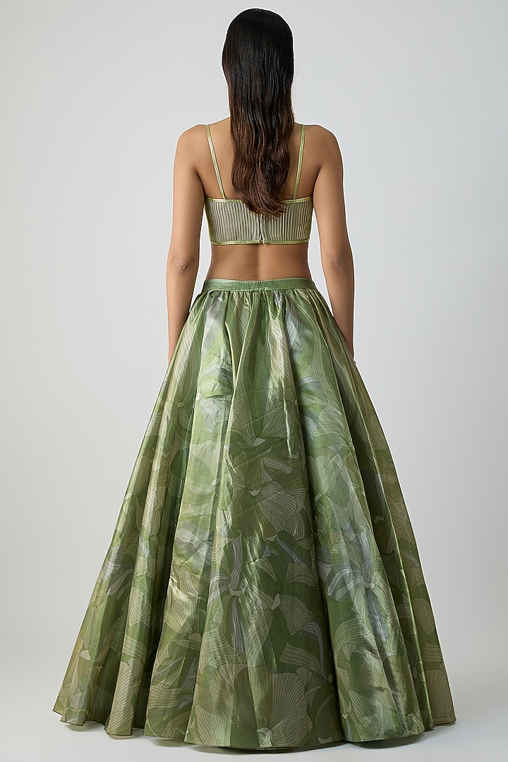 Mint-Colored Glazed Organza Bridal Lehenga Set by Amit Aggarwal at Pernia's Pop Up Shop