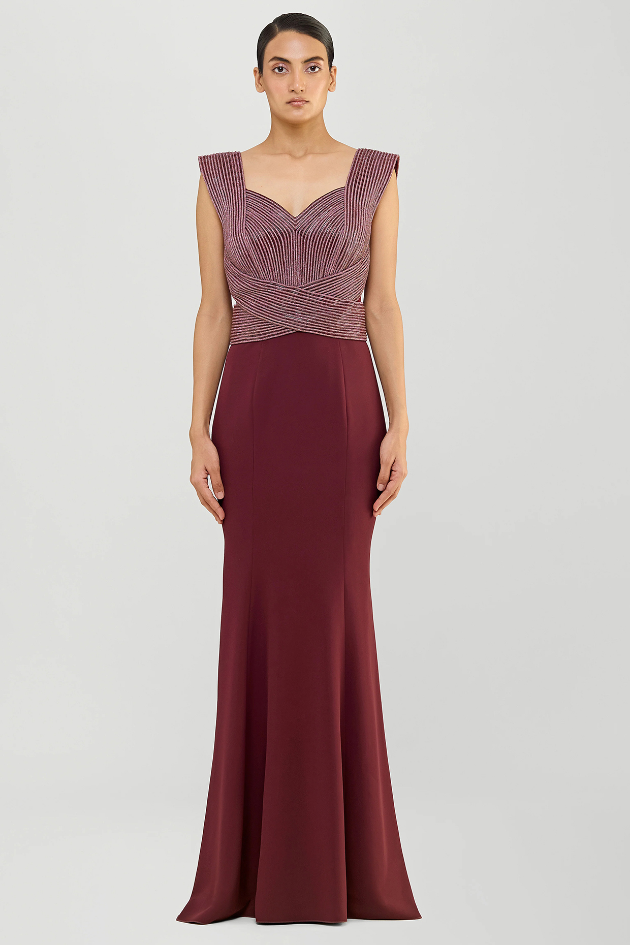 Oxblood Red Banana Crepe Wedding Gown by Amit Aggarwal at Pernia's Pop Up Shop