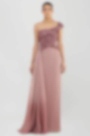 Rose Pink Butterfly Net & Banana Crepe Bridal Gown by Amit Aggarwal at Pernia's Pop Up Shop