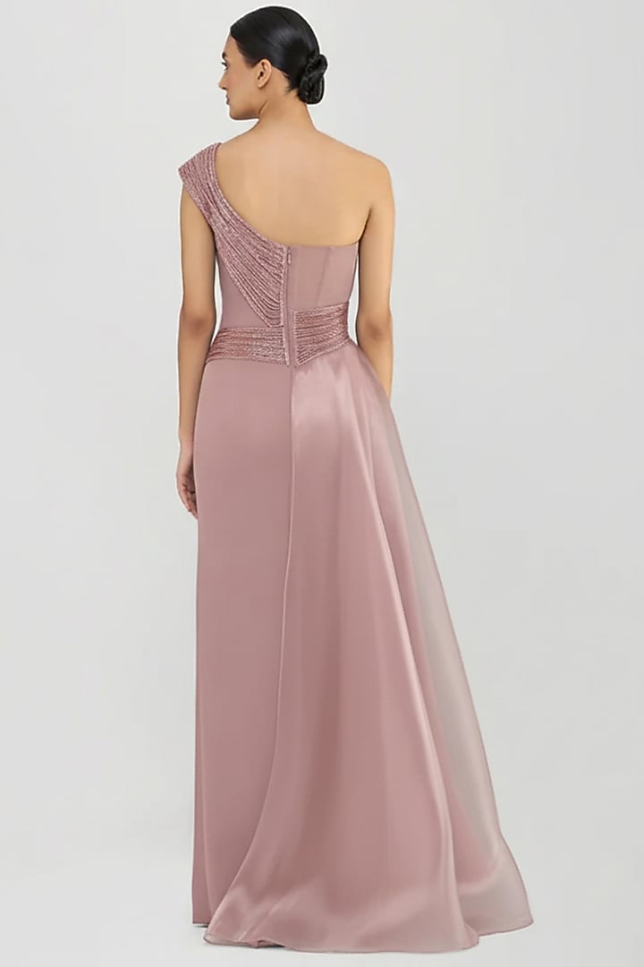 Rose Pink Butterfly Net & Banana Crepe Bridal Gown by Amit Aggarwal at Pernia's Pop Up Shop