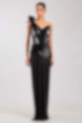 Onyx Mineral Jersey Draped Wedding Gown by Amit Aggarwal at Pernia's Pop Up Shop