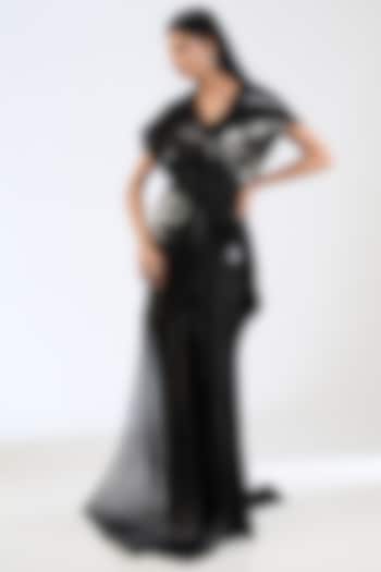 Black Nylon Jersey Bridal Gown by Amit Aggarwal at Pernia's Pop Up Shop