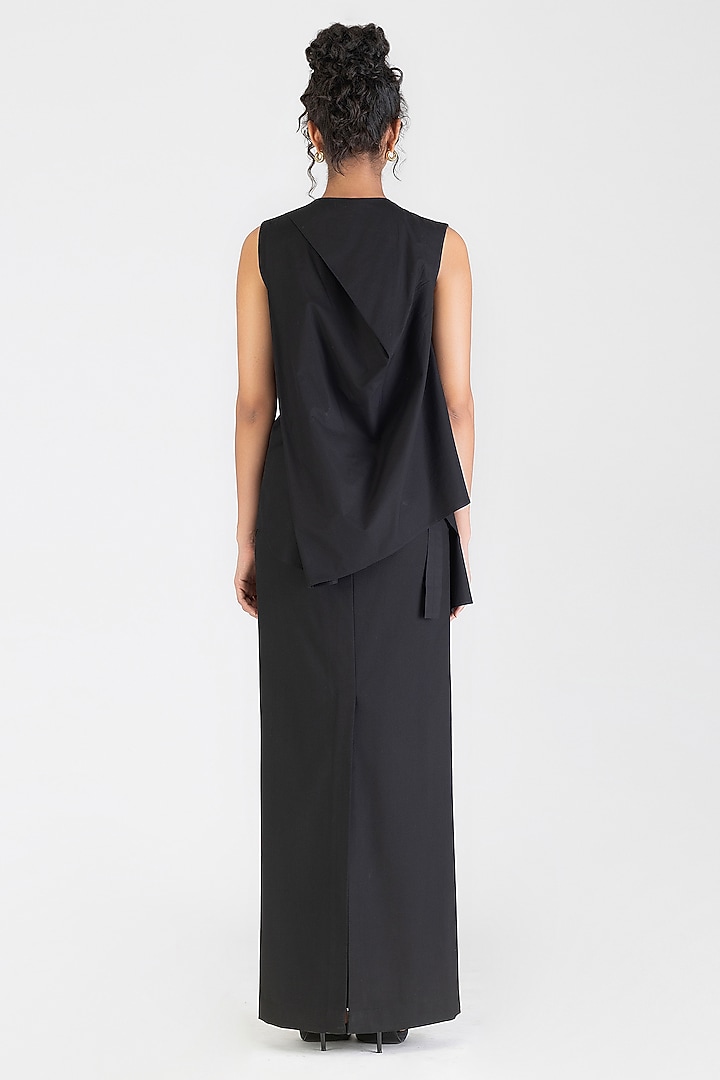 Onyx Black Poplin Pleated Top by Amit Aggarwal at Pernia's Pop Up Shop
