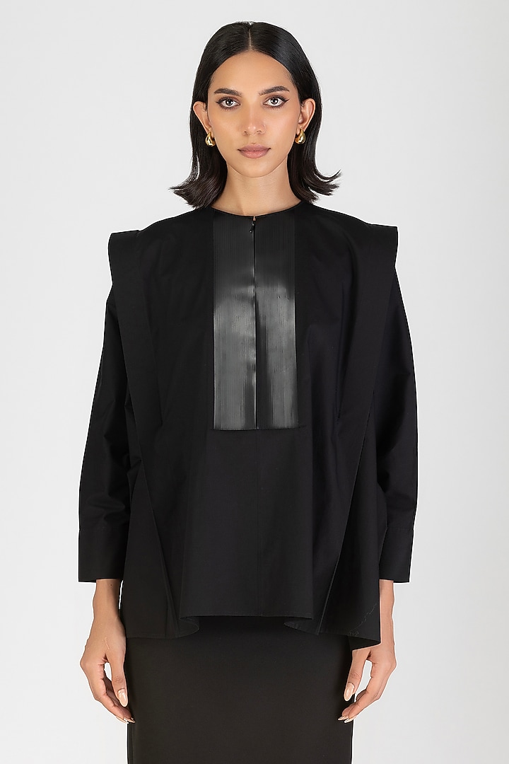 Onyx Black Poplin Shirt by Amit Aggarwal at Pernia's Pop Up Shop
