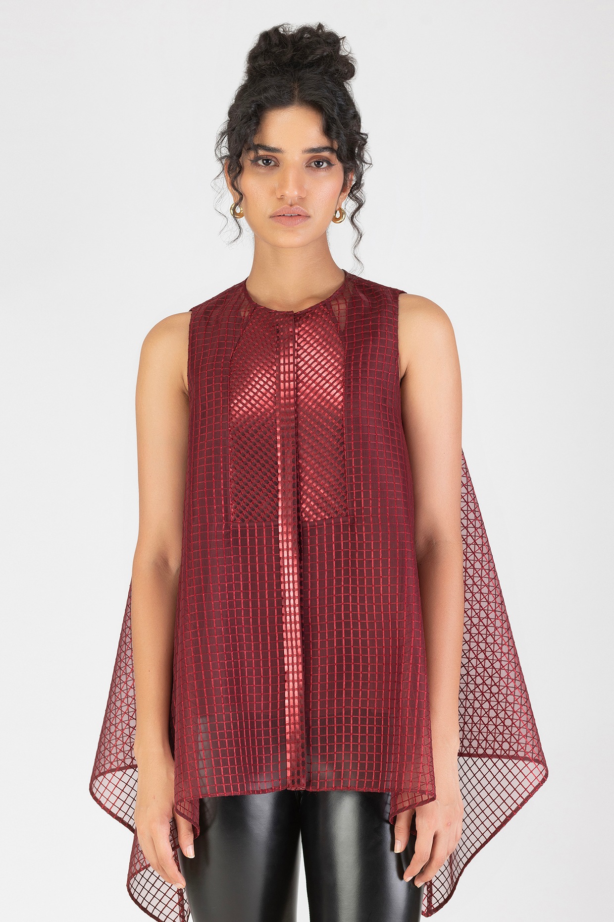 sheer checkered top