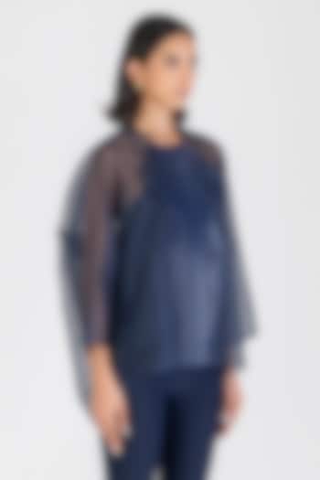 Cosmos Blue Sheer Checkered Shirt by Amit Aggarwal at Pernia's Pop Up Shop