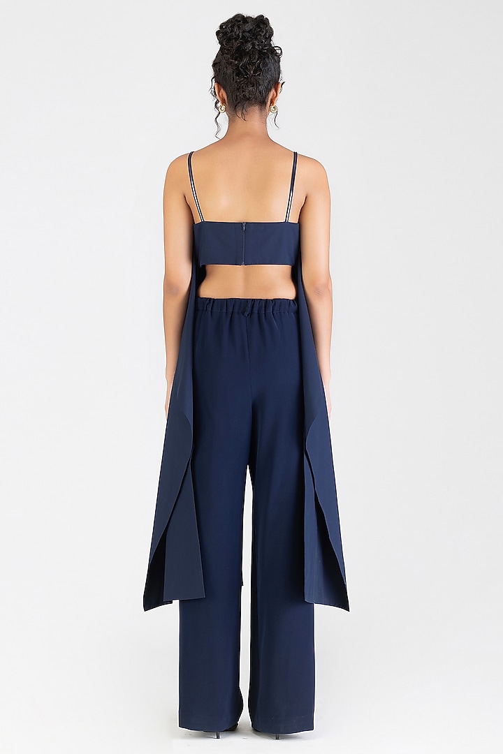 Cosmos Blue Poplin Metallic Micro-Pleated Top by Amit Aggarwal at Pernia's Pop Up Shop