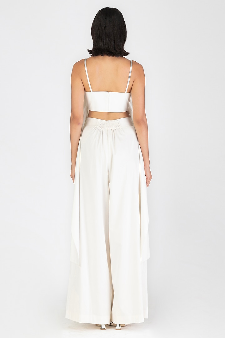 Pearl White Poplin Metallic Micro-Pleated Top by Amit Aggarwal at Pernia's Pop Up Shop