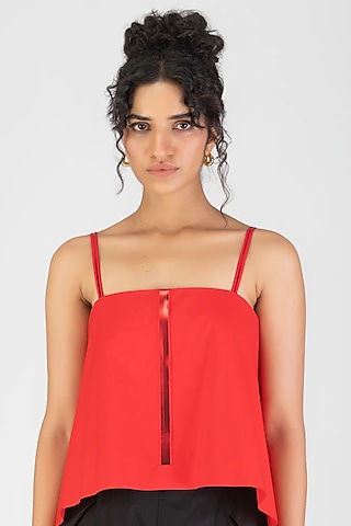 Magma-Colored Poplin Top by Amit Aggarwal
