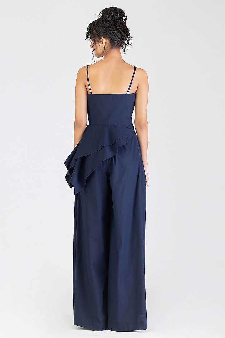Cosmos Blue Poplin Metallic Corset Top by Amit Aggarwal at Pernia's Pop Up Shop