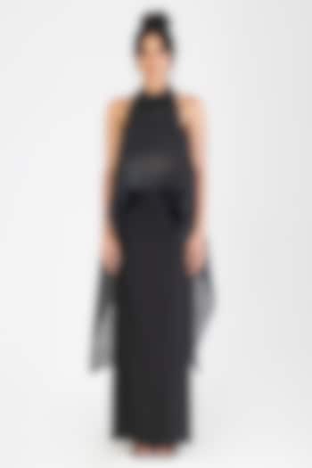 Onyx Black Sheer Check Halter Top by Amit Aggarwal at Pernia's Pop Up Shop