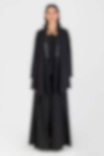 Onyx Black Poplin Metallic Cape by Amit Aggarwal at Pernia's Pop Up Shop
