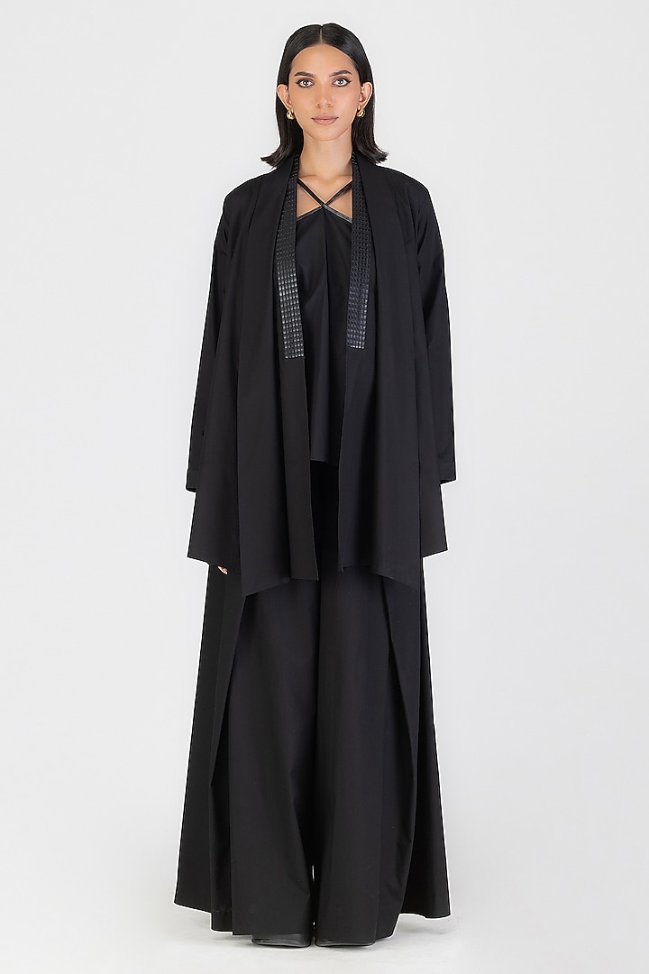 Onyx Black Poplin Metallic Cape by Amit Aggarwal at Pernia's Pop Up Shop