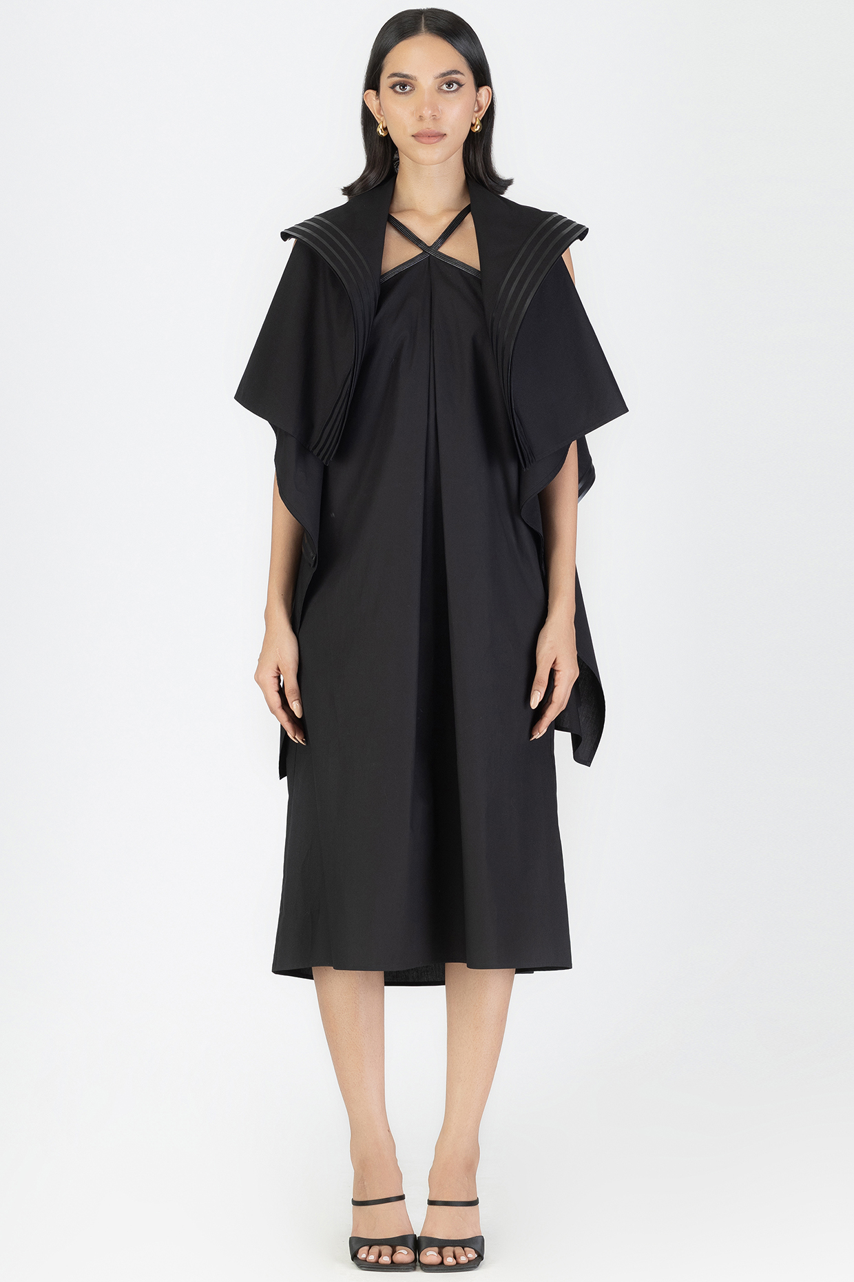 Onyx Black Poplin Embellished Jacket by Amit Aggarwal at Pernia's Pop Up Shop