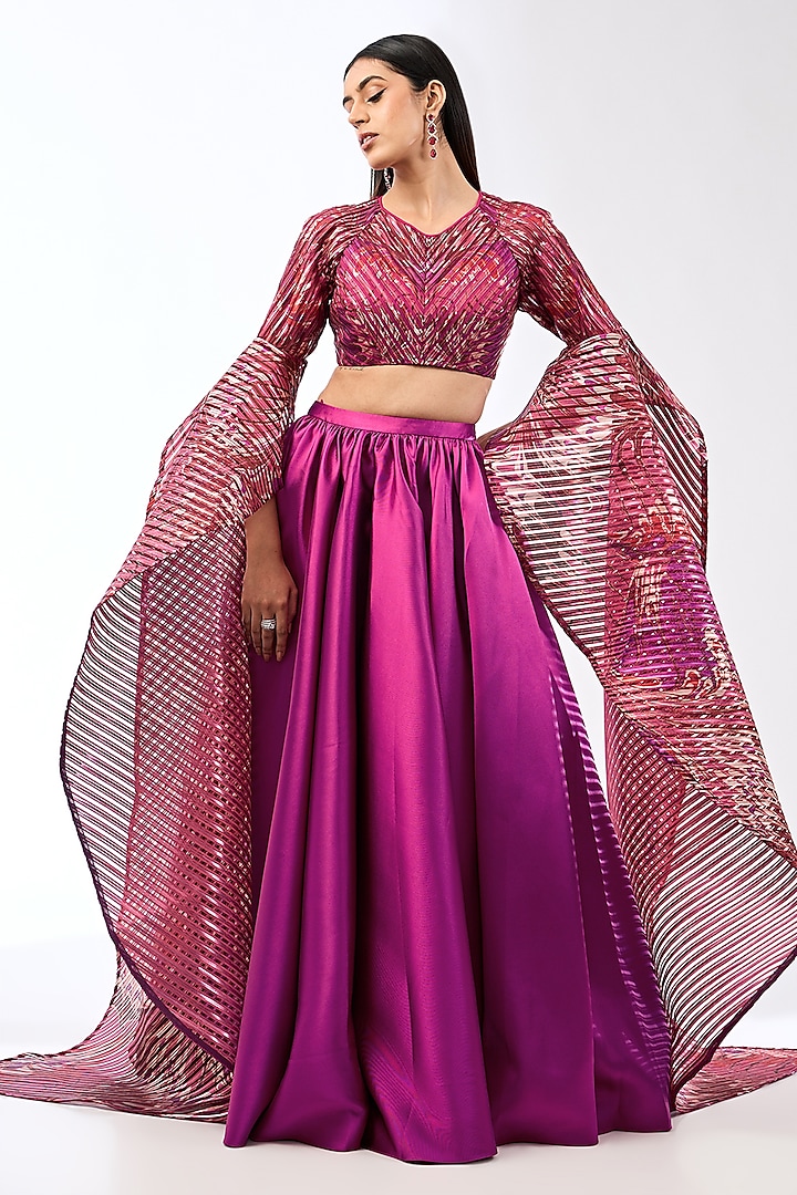 Bloom Pink Heavy Twill Bridal lehenga for 22 Lehenga Set by Amit Aggarwal at Pernia's Pop Up Shop
